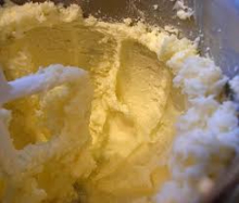 beginning stages of creamed butter and sugar