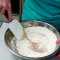 stirring the dry ingredients into the gluten free blondies